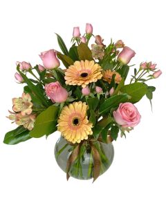 MIX FLORES TONS PASTEL VASO VIDRO BRITTANY