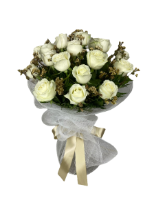 BUQUÊ 18 ROSAS NACIONAIS BRANCAS CAROLE