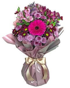 BUQUÊ COMPACTO MIX COR-DE-ROSA, PINK E VERMELHO CLEO