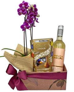 COMBO GRAZI ORQUÍDEA + VINHO ROSÉ + CHOCOLATE 
