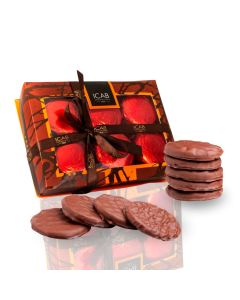 CAIXA DE BISCOITOS COM COBERTURA DE CHOCOLATE ICAB  300g