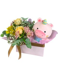 COMBO WILLOW UNICÓRNIO ROSA & MIX FLORES